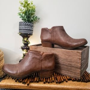 LUCKY BRAND JEANS BROWN LEATHER BOOTIES ANKLE BOOT